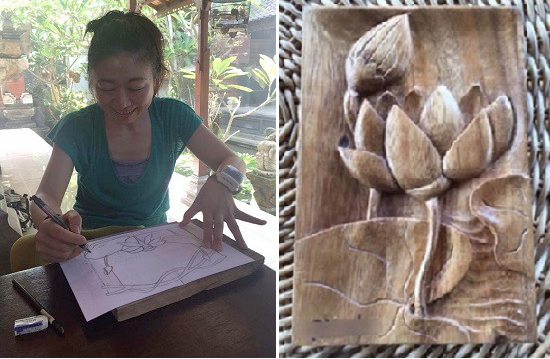 Bali Wood Carving School(バリ木彫り教室)体験の様子
