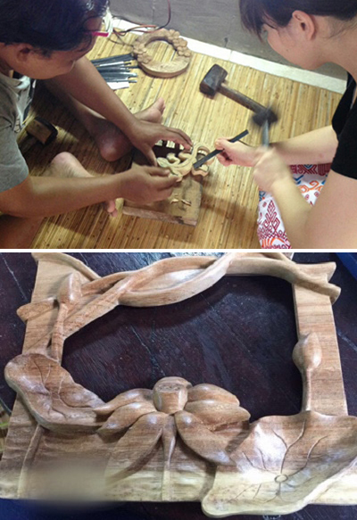 Bali Wood Carving School(バリ木彫り教室)体験の様子
