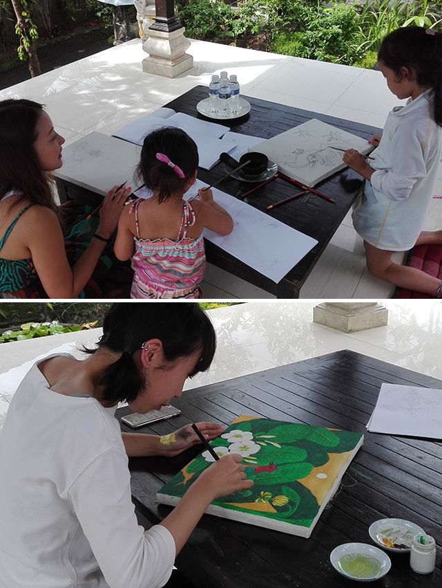 Bali Paintings School(バリ絵画教室)体験の様子